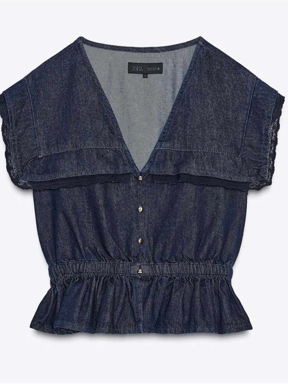 Zara lace denim top. Size S. WORN ONLY ONCE! As good as NEW!